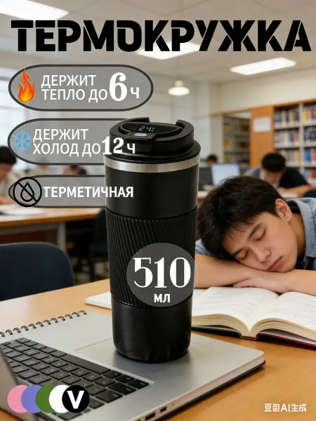 NewTimMore Термокружка для кофе напитков с кнопкой автомобильная 510 мл