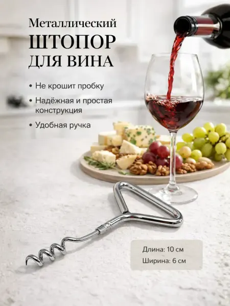 A.NI1 Штопор для вина ручной механический металлический