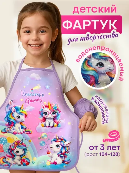 Оникс Детский фартук для рисования и творчества с нарукавниками