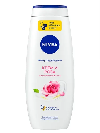 Гель-уход для душа NIVEA, крем и роза с миндальным маслом, 500 мл