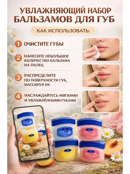 NOIREA Увлажняющий бальзам для губ набор 4 шт