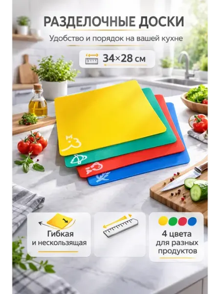 Nozik Доска разделочная пластиковая набор 4 шт