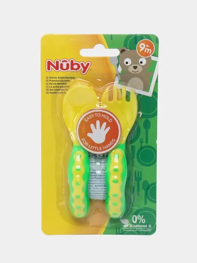 Детский набор ложка и вилка "Nuby Гусенички"