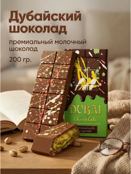 NUX Дубайский шоколад молочный Оригинал, с фисташкой в подарок