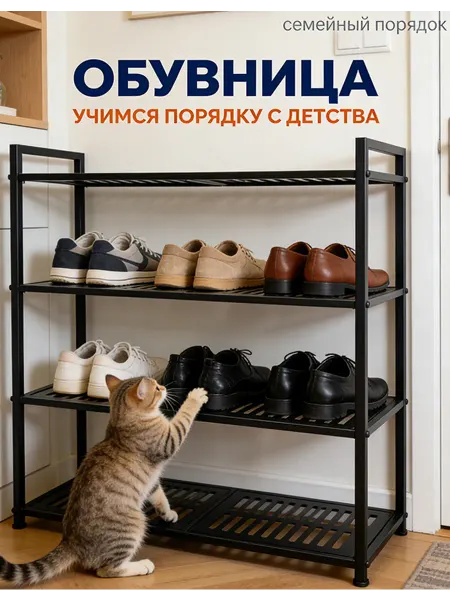 Полка для обуви в прихожую узкая открытая