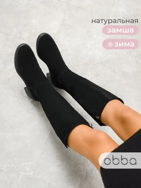 Obba Зимние сапоги на каблуке замшевые с мехом