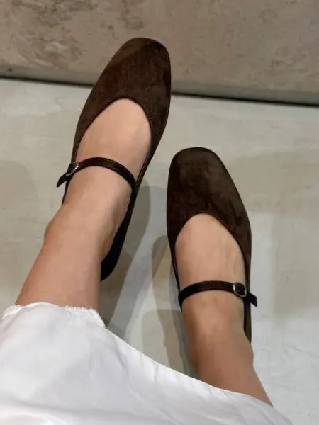 SHOES OCEAN Балетки с квадратным носом и ремешком