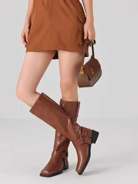 OCMOC Сапоги еврозима трубы высокие с широким голенищем,черный