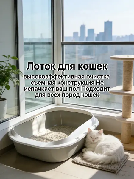 ONCELI Лоток для кошек большой с бортами высокими и лопаткой