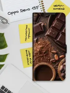 Чехол-книжка для Oppo Reno15 F с принтом, черный