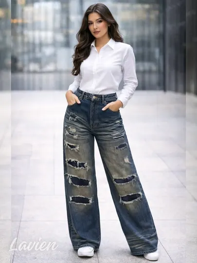 Женские джинсы багги oversize широкие прямые, стильные свободные джинсы в уличном стиле