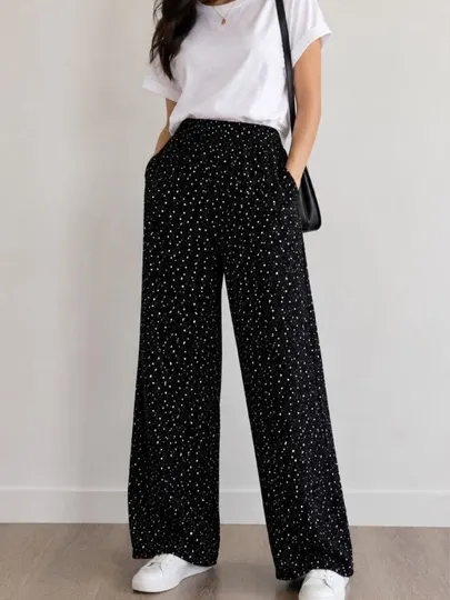 Женские широкие брюки, летние, легкие, палаццо штаны, свободные, oversize