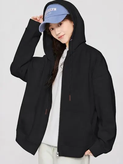 Худи женское на молнии, с капюшоном, oversize, спортивная толстовка