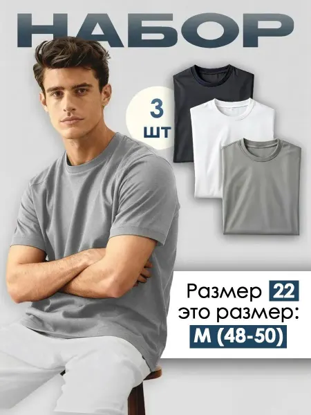 PALEY Футболка базовая хлопок набор 3 шт