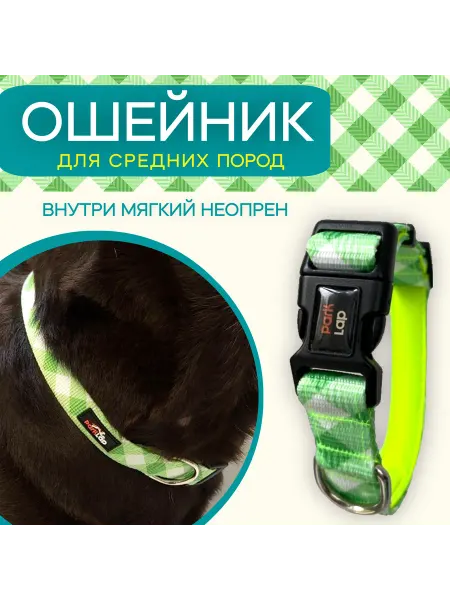ParkLap Ошейник с подкладом из неопрена, Клетка, M, для средних поро…