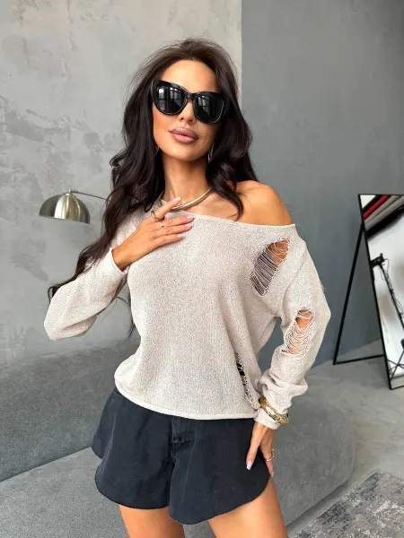 Paulina Saved Свитер кофта джемпер паутинка укороченный рваный