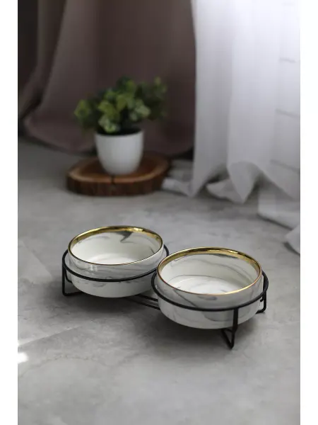 PawShop Миска для кошки и собак двойная керамика