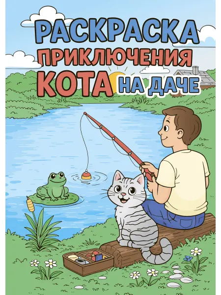 PdPrint Раскраска приключения кота на даче для взрослых и детей А5