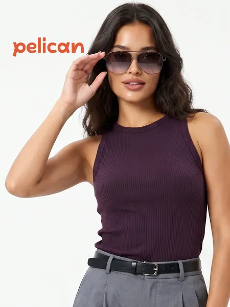 Pelican Майка женская базовая в рубчик трикотажная