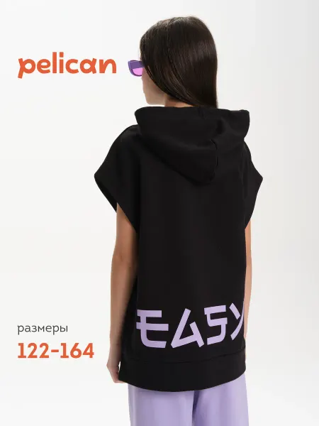 Pelican Худи безрукавка с капюшоном жилетка удлиненная
