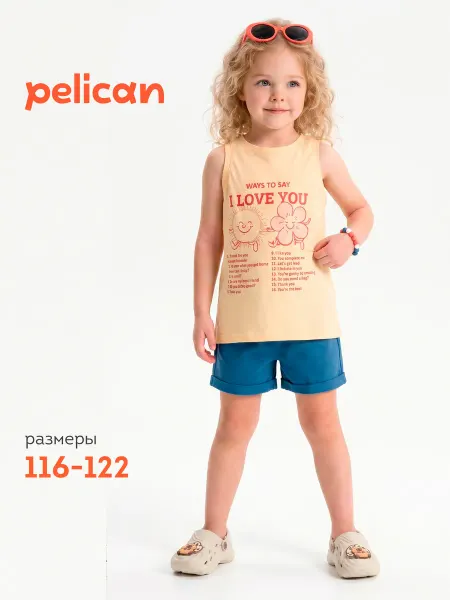 Pelican Майка летняя с принтом борцовка для девочки