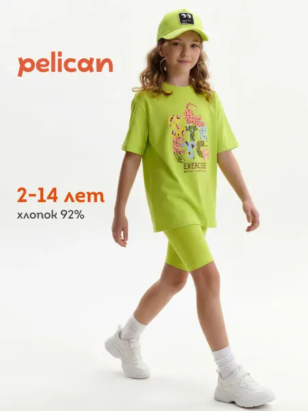 Pelican Костюм для девочки пижама подростка с футболкой и шортами