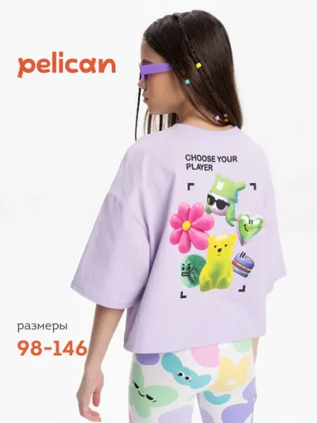 Pelican Футболка оверсайз укороченная с принтом на спине