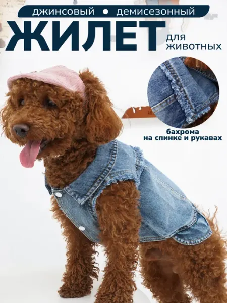 Pepino_pet Жилет джинсовый для собак безрукавка