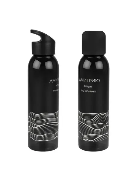 PICHSHOP Бутылка черная для воды с именем Дмитрий спортивная