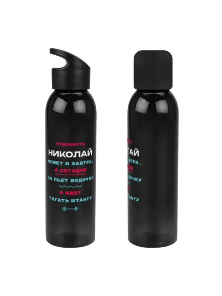 PICHSHOP Бутылка черная для воды с именем Николай спортивная