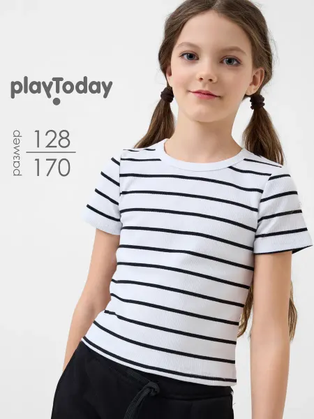PlayToday Футболка подростковая укороченная в рубчик