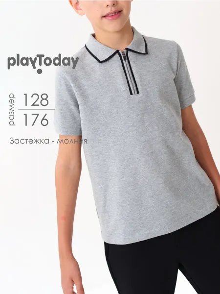 PlayToday Футболка поло хлопковая на молнии с коротким рукавом