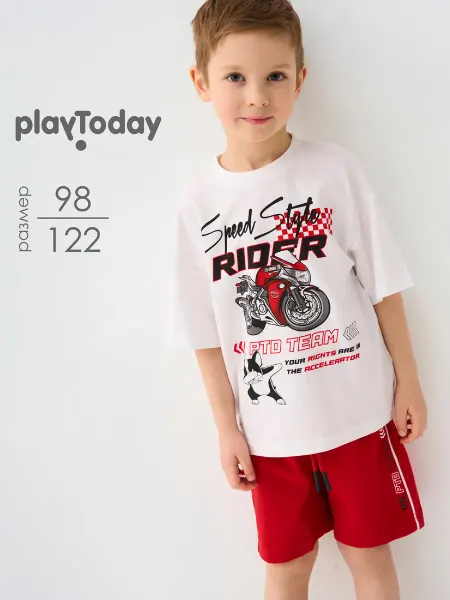 PlayToday Костюм детский хлопковый в садик футболка оверсайз с шортами