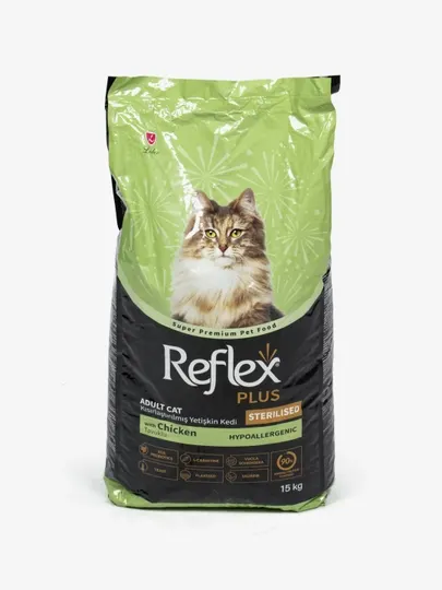 Сухой корм с курицей для взрослых стерилизованных кошек REFLEX PLUS STERILISED 15 кг