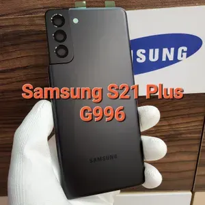 Крышка для Samsung S21 Plus (заднее стекло) "Премиум качество" цвет: Чёрный фантом