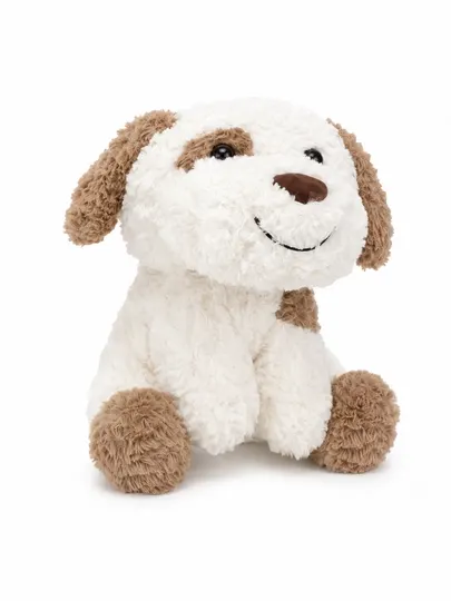 Мягкая игрушка щенок, plush puppy, бело-коричневая подарочная игрушка
