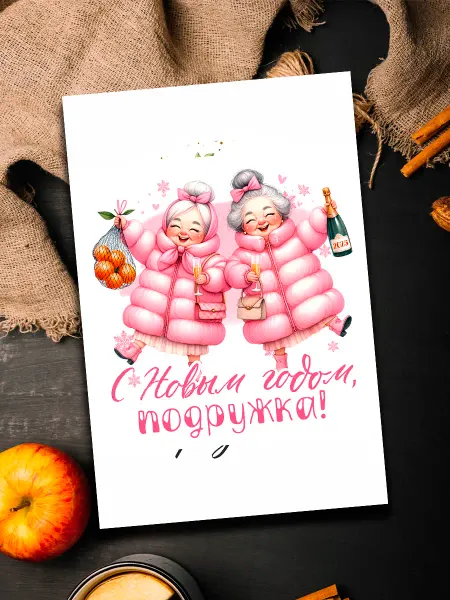Podarkoz Открытка с новым годом подруге