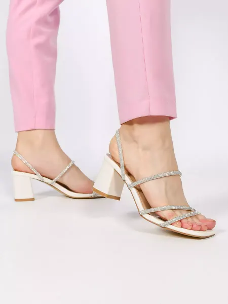 POLIVI Shoes Сабо, босоножки женские летние на каблуке в стразах