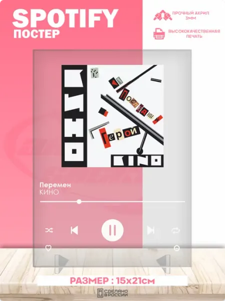 Амбициозные наклейки Spotify poster постер трек КИНО Перемен