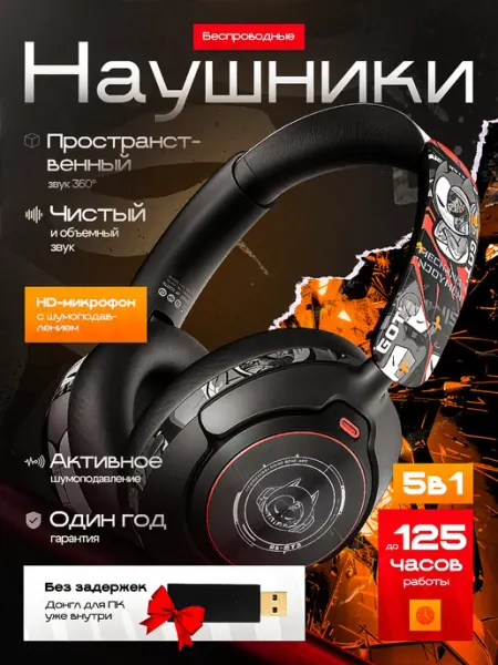 SMART PRESENT Наушники беспроводные большие игровые с шумоподавлением