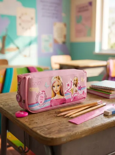 Детский школьный пенал Princess Pink на молнии с двумя отделениями