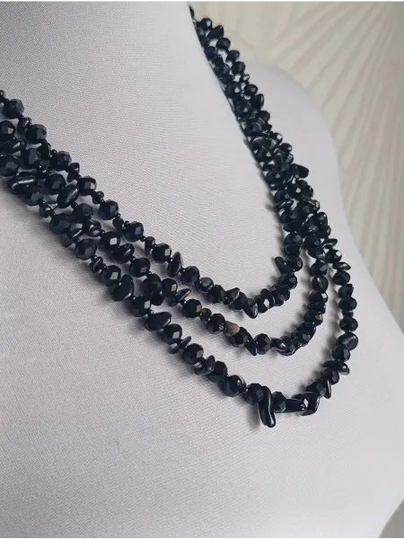 PROHOROFF Бусы черные многослойные крупные