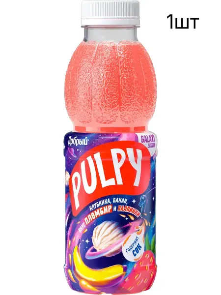 Напиток ДОБРЫЙ Pulpy Пломбир Клубника, бан.1шт