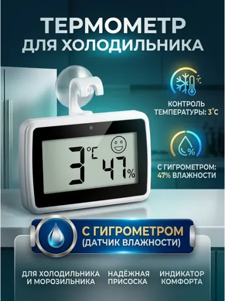 PVHOME Термометр с гигрометром для холодильника