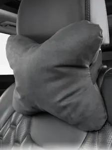 Подушка на подголовник авто, алькантара, серая, автомобильная подушка под шею
