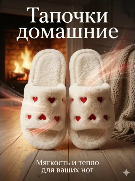 Reggina Тапочки домашние плюшевые сердце
