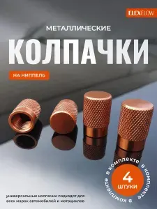 Колпачки на ниппель авто, велосипеда, мотоцикла металлические, бронзовые 4 шт