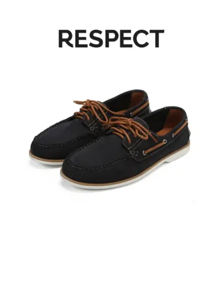 RESPECT Мокасины топсайдеры мужские из натурального нубука синие