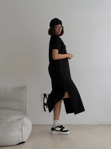 Revati wear Платье футболка длинное с разрезом оверсайз
