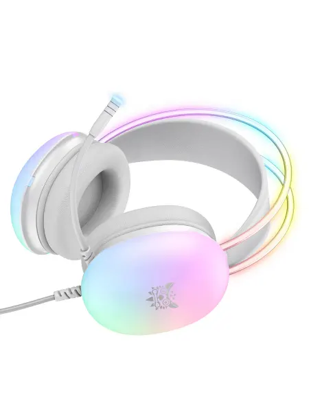 Игровая гарнитура с микрофоном, RGB, проводная, белая